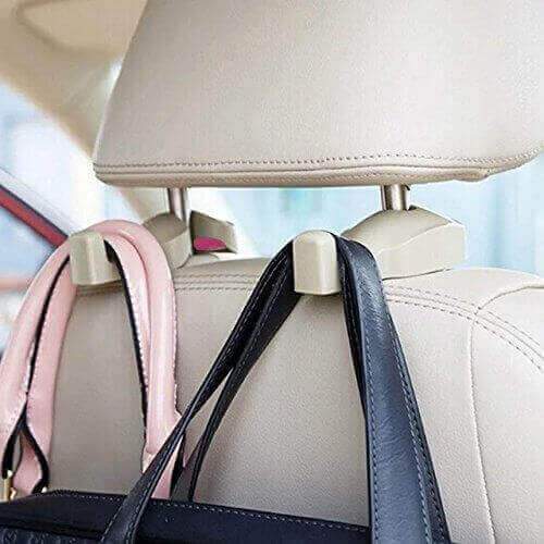 2 Pack Car Headrest Hooks, Leather Car Purse Holder, Car Back Seat Headrest  Hook