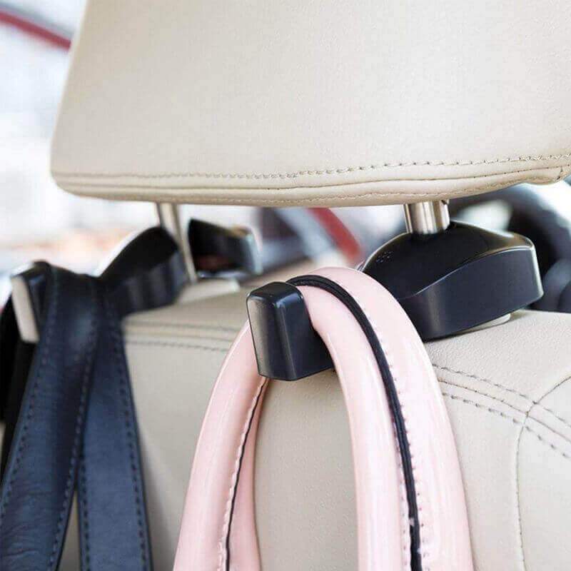 New Black Car Seat Back Double Hook Hanger Universal Handbag